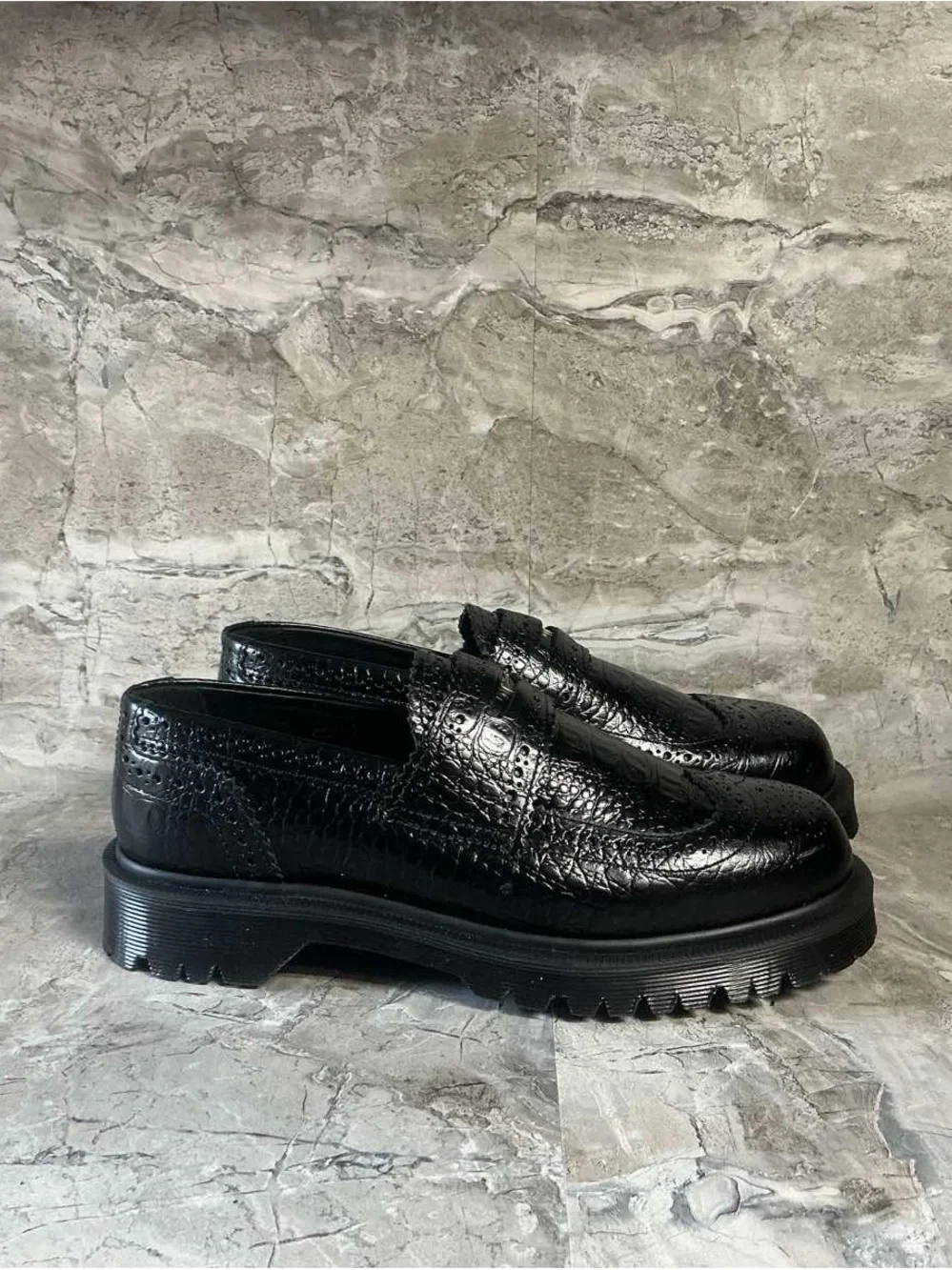 Dr. Martens PENTON EMBOSSED LEATHER BROGUE LOAFERS